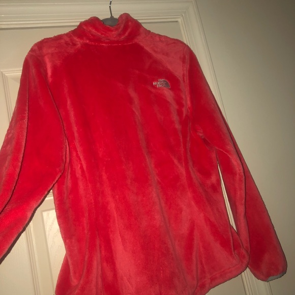 Women’s pink/coral fuzzy north face jacket - Picture 2 of 2